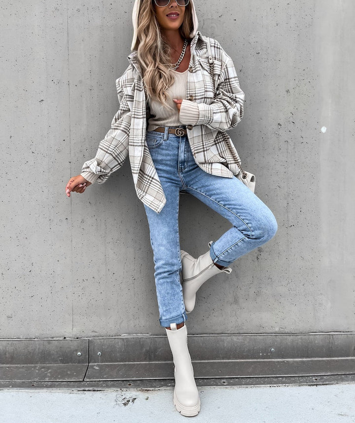 Stilla | Street Style Chic Ruted Jakke med Hætte