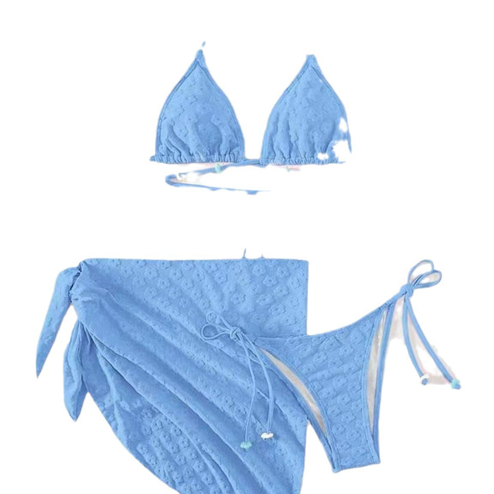 Dame triangel-bikini med moderigtig indpakningsskørt Skovae