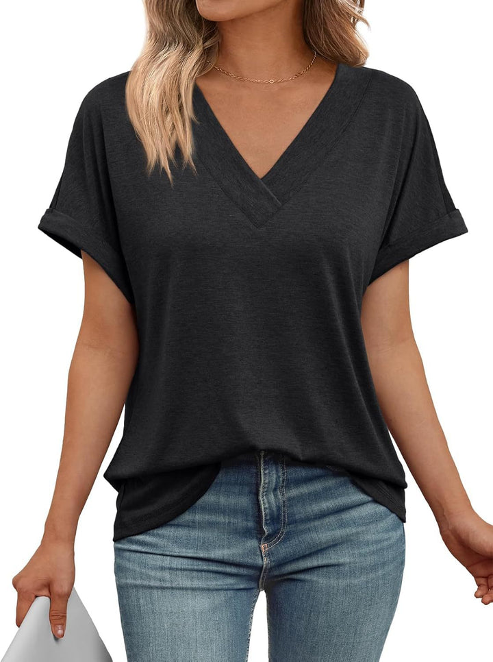 Dame Relaxed Fit V-Hals T-Shirt Stilla