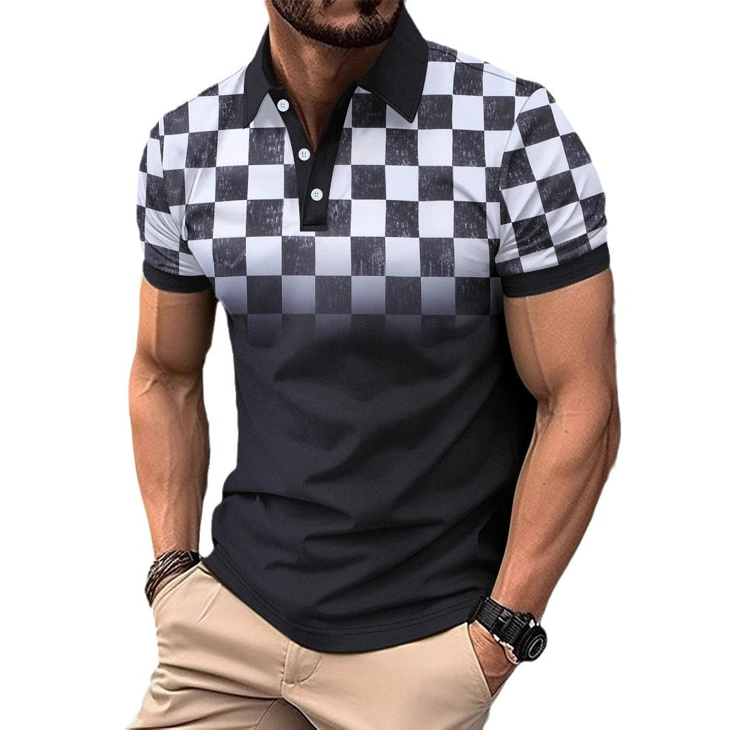 Herrer polo skjorte med moderigtigt ternet design og åndbart bomuld Stilla