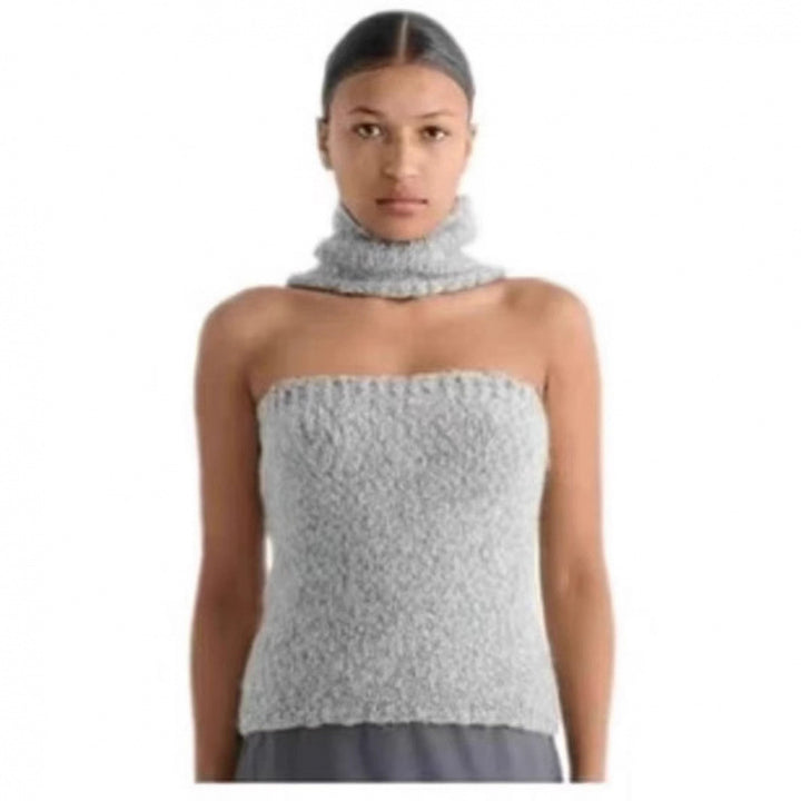 Dame Halsbånd Strik Crop Top Stilla