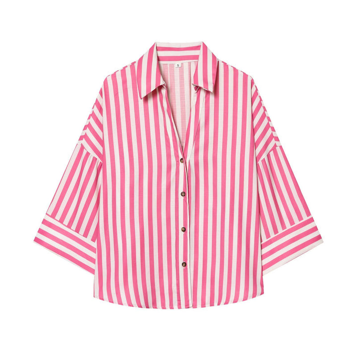 Dame skjorte bluse med afslappet snit og elegante 3/4-ærmer Skovae