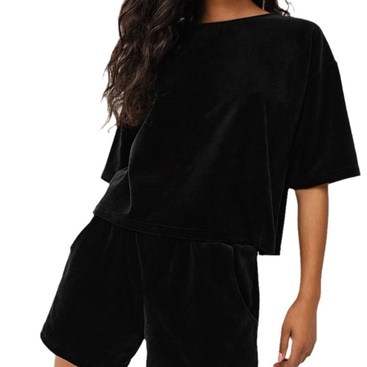 Dame komfortabelt krammesweat-set med oversized top og shorts Stilla