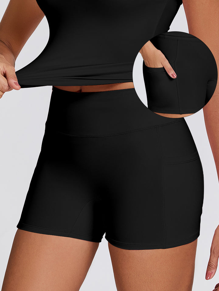 Dame Funktionelle Sportshorts med sidelommer og høj talje Skovae
