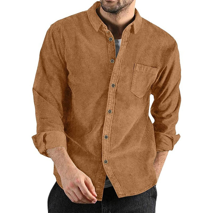 Herrer cordskjorte med button-down krave og brystlomme Stilla