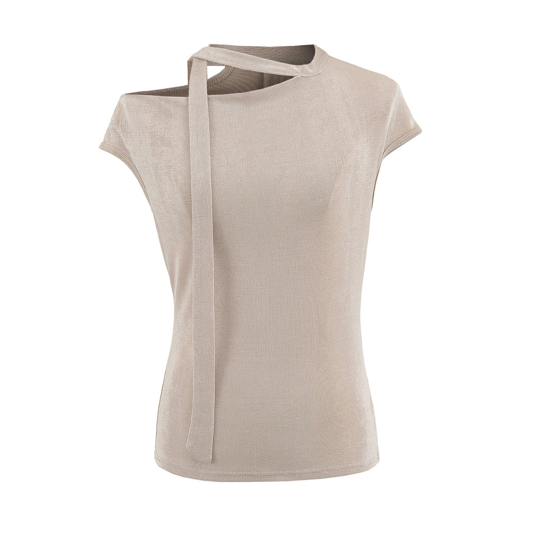 Dame elegant indpakningsoberdel med justerbare stropper og asymmetrisk snit Stilla