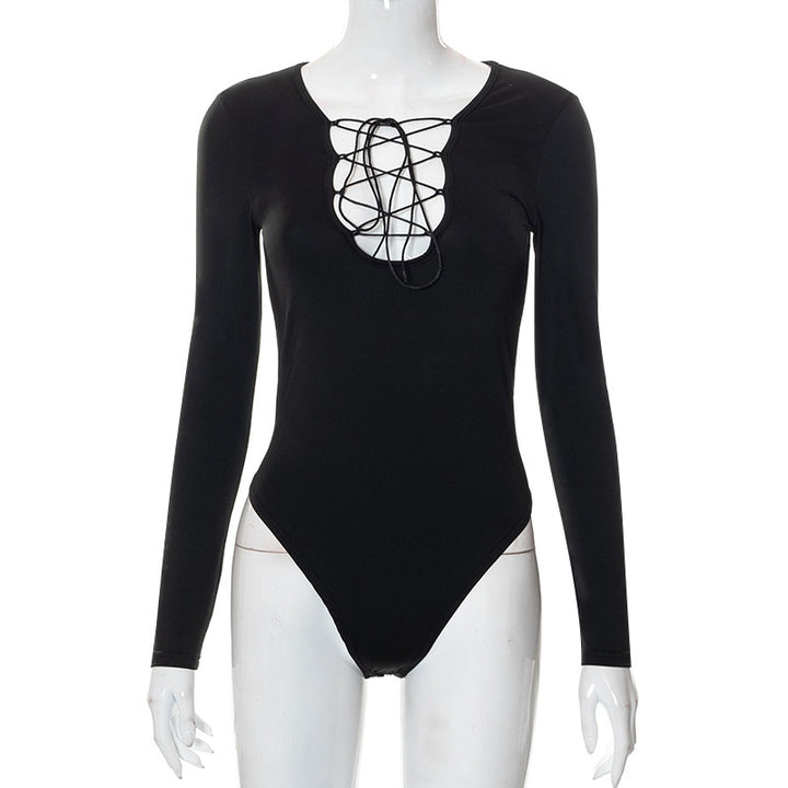 Dame jumpsuit bodysuit med raffineret snøre design Stilla