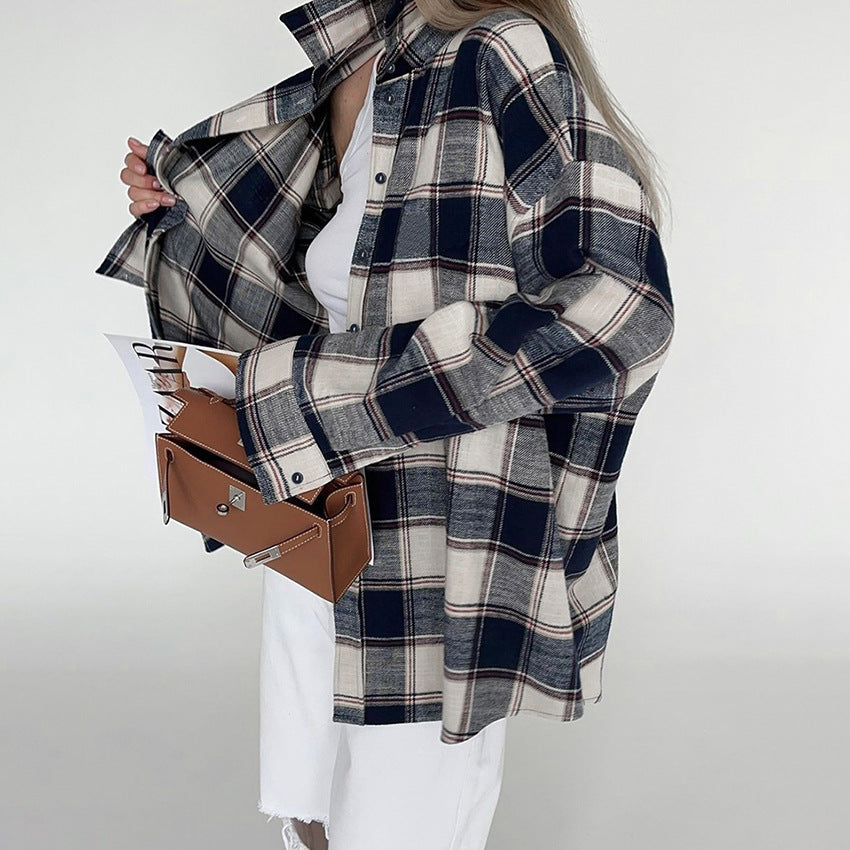 Dame flannel skjortejakke med fashionable bindebånd og oversized snit Stilla