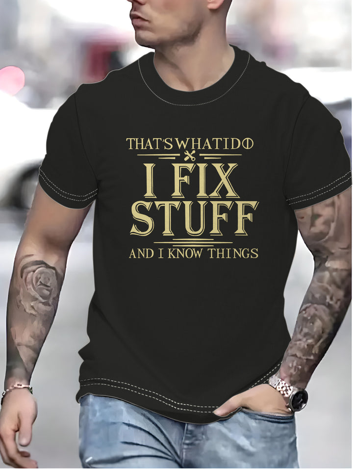 Herre T-shirt med humoristisk tryk og høj kvalitets bomuldsblanding Stilla
