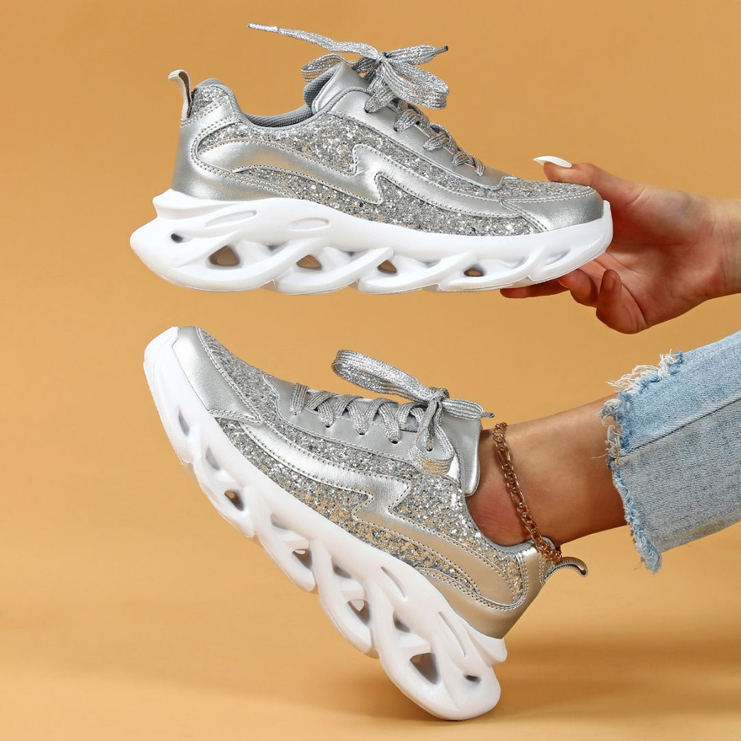 Dame Glitrende Sport-Sneakers med højdæmpende sål Stilla