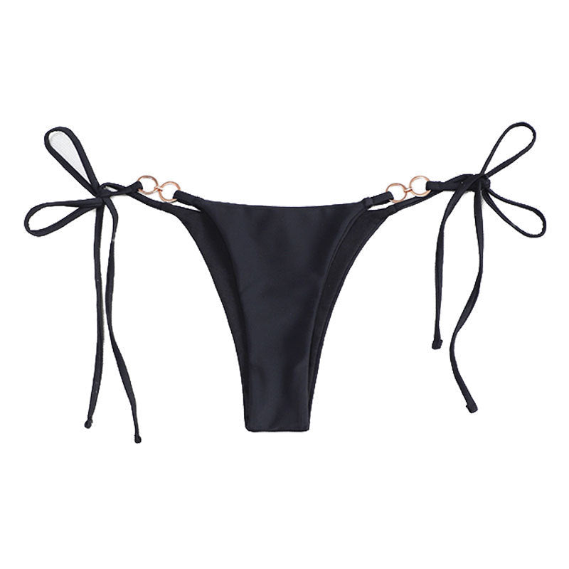 Dame bikiniunderdel med justerbare bindebånd og elegant ringdetalje Skovae