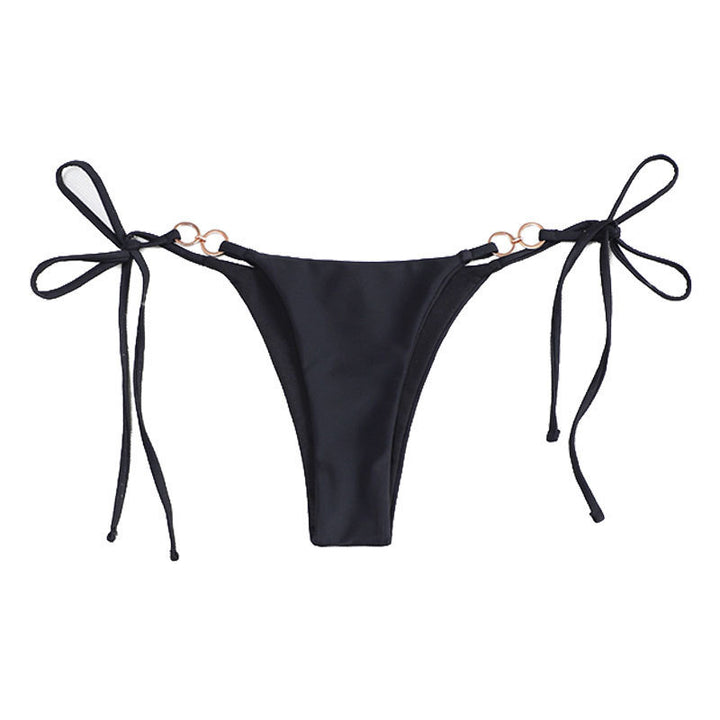 Dame bikiniunderdel med justerbare bindebånd og elegant ringdetalje Skovae