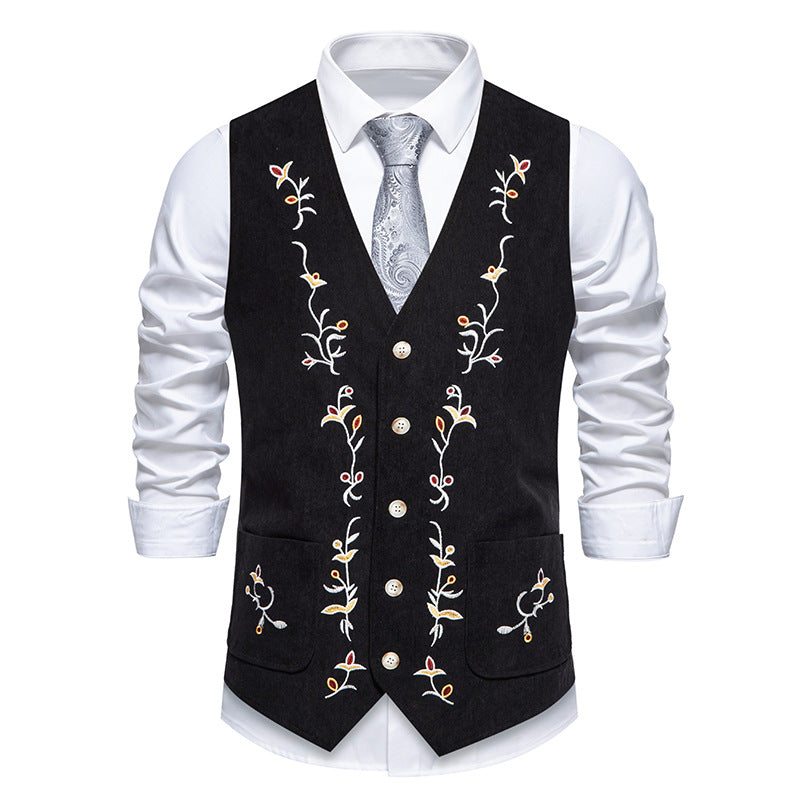 Herrer Elegant Floral Broderet Vest Stilla