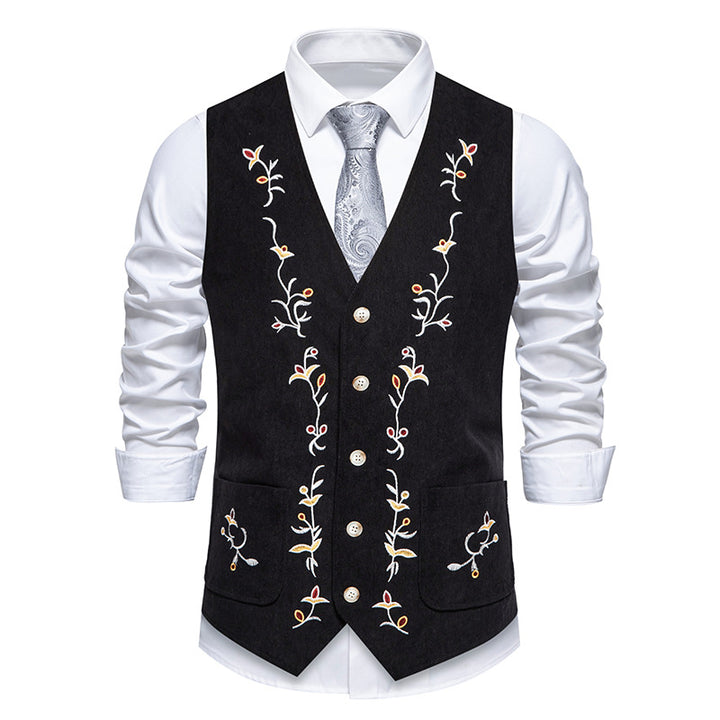 Herrer Elegant Floral Broderet Vest Stilla
