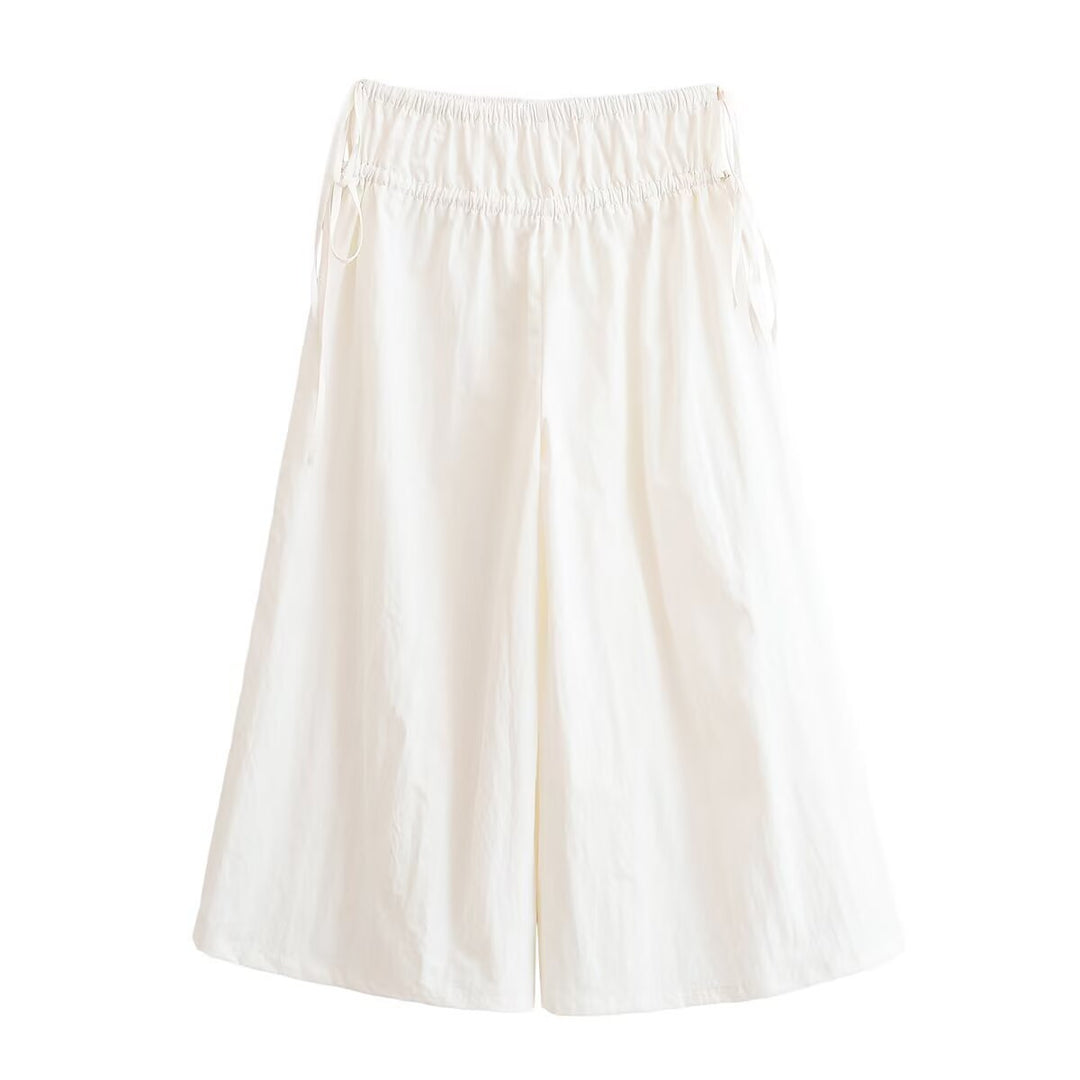 Dame bred culotte med elastisk talje og justerbar bånd