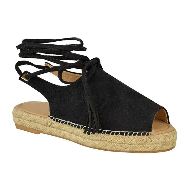 Dame elegante Espadrillos med flettet jutesål og snørebånd Stilla