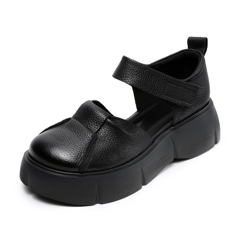 Dame Chunky Lukkede Tær Plattform Slip-On Sko med Justerbar Rem Stilla