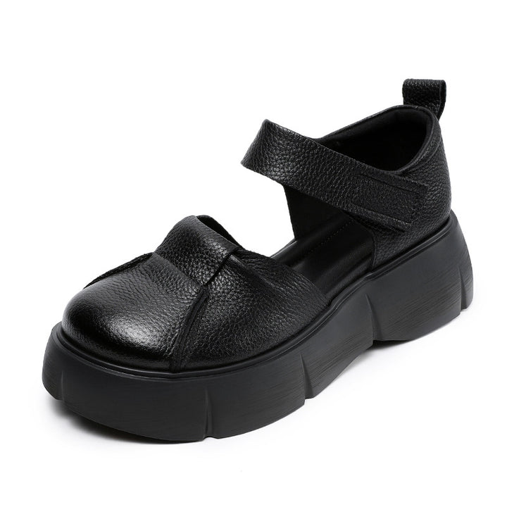 Dame Chunky Lukkede Tær Plattform Slip-On Sko med Justerbar Rem Stilla
