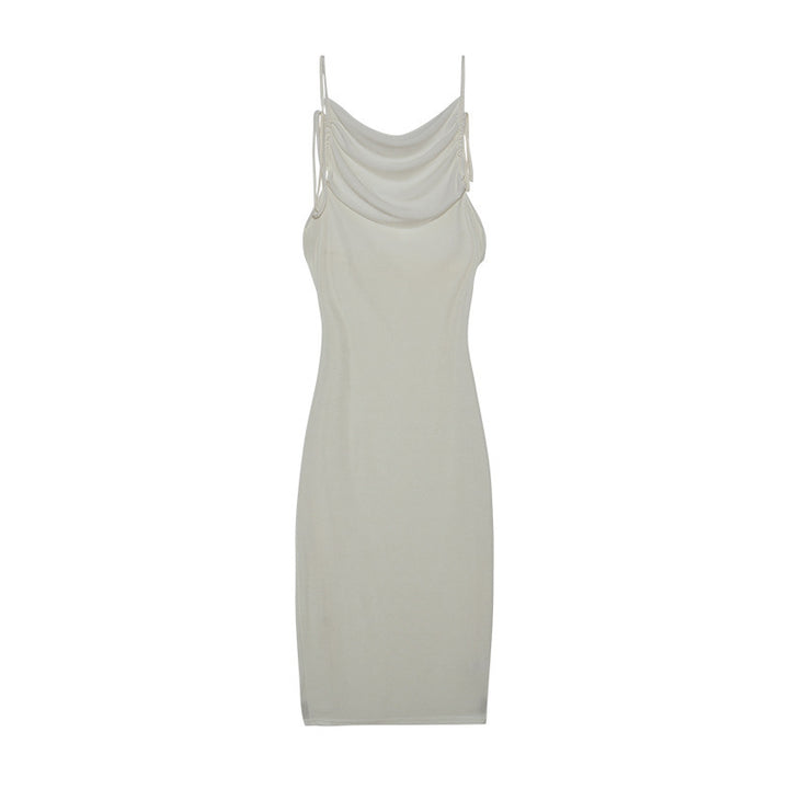Dame Sleek Rynkning Slip Kjole med justerbare stropper Stilla