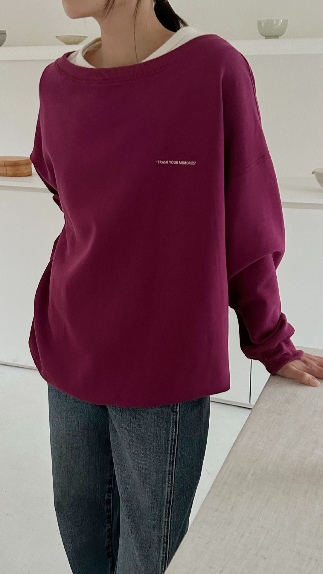 Dame oversized sweatshirt med asymmetrisk udskæring og afslappet pasform Stilla
