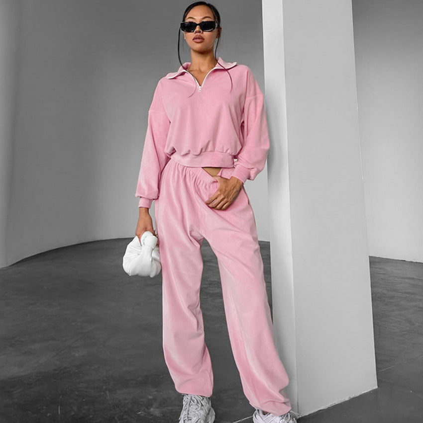 Dame sæt bestående af afslappet velours sweatshirt og behagelige joggingbukser Stilla