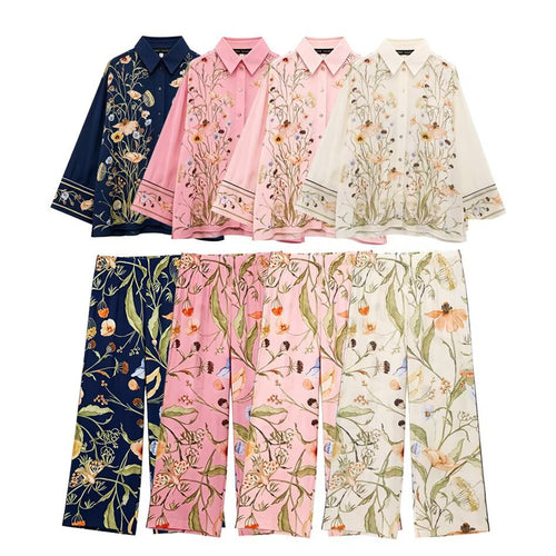 Dame Palazzo-bukser med blomsterprint Skovae