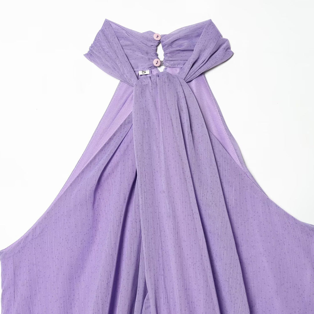 Dame halterneck-top med elegant drapering og kvalitetsstoffer Skovae
