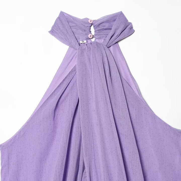 Dame halterneck-top med elegant drapering og kvalitetsstoffer Skovae