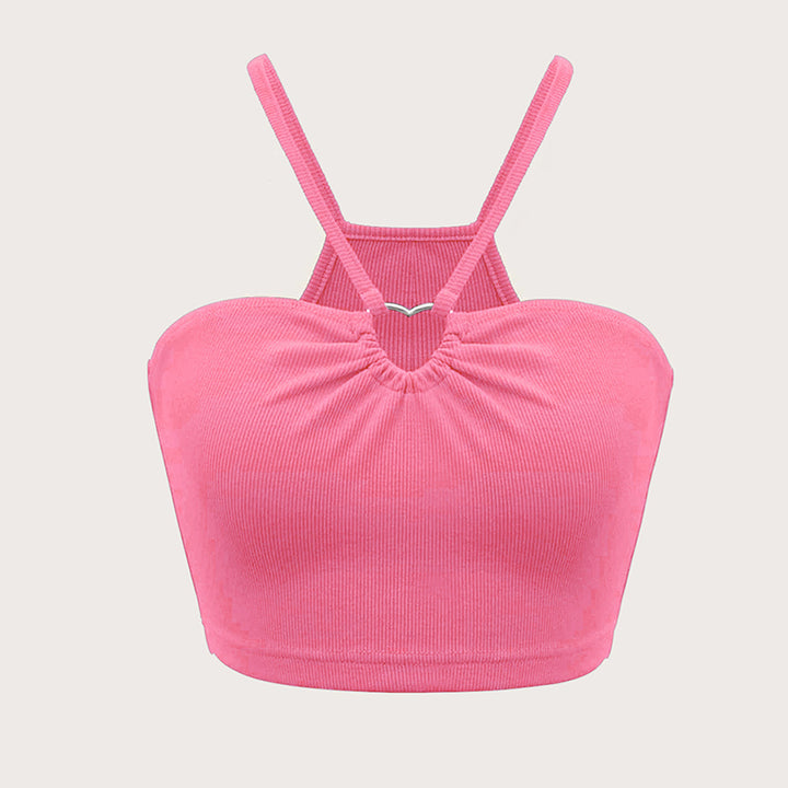 Kvinders crop top med justerbare spaghetti stropper og elegant samlingseffekt Stilla