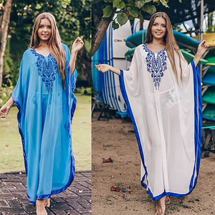 Dame elegant Strandkaftan med kunstfærdig broderi og løs pasform Stilla