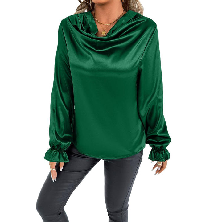 Dame elegant bluse med drapering og flæsedetaljer Stilla