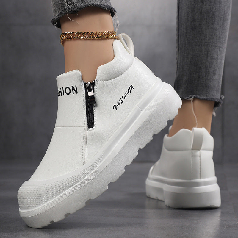 Dame nan Plateau-Sneaker med sidelås, polstret komfort fodseng og profileret sålprofil Skovae
