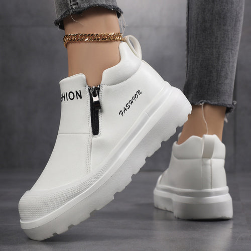 Dame nan Plateau-Sneaker med sidelås, polstret komfort fodseng og profileret sålprofil Skovae