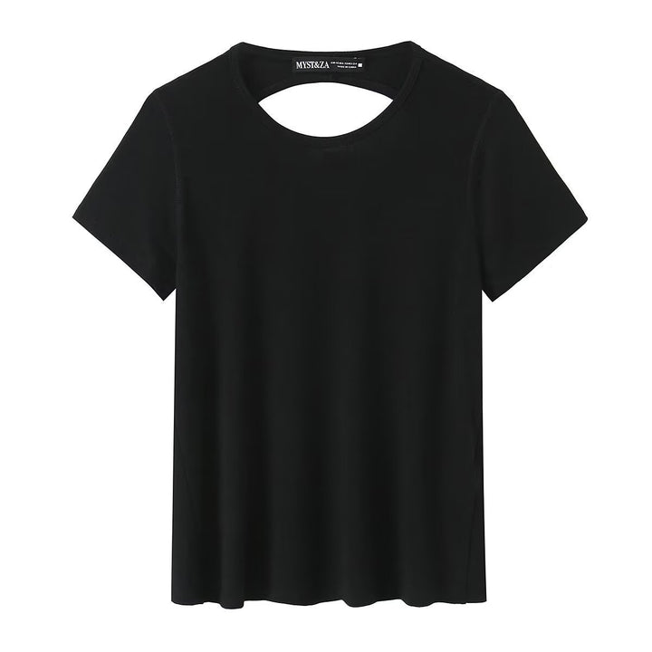 Dame Sporty T-shirt med fashionable rygudskæring Skovae