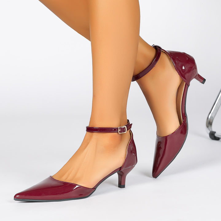 Dame elegante Slingback-pumps med spids tåområde og blank overflade Stilla