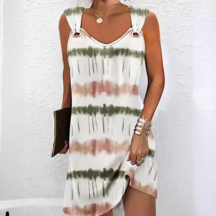 Dame sommerkjole med trendy bindebånd og asymmetrisk snit Stilla