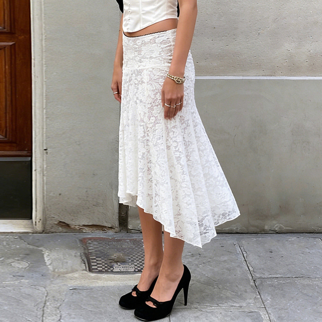 Dame elegant spidsrock med asymmetrisk snit Skovae