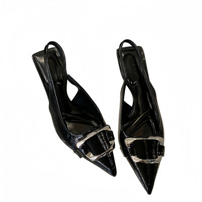 Dame Slingbacks med blank overflade og mode bånddetalje Stilla