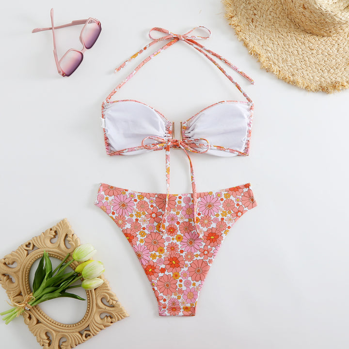 Dame Bikinisæt med fashionable flæser og justerbare stropper Skovae
