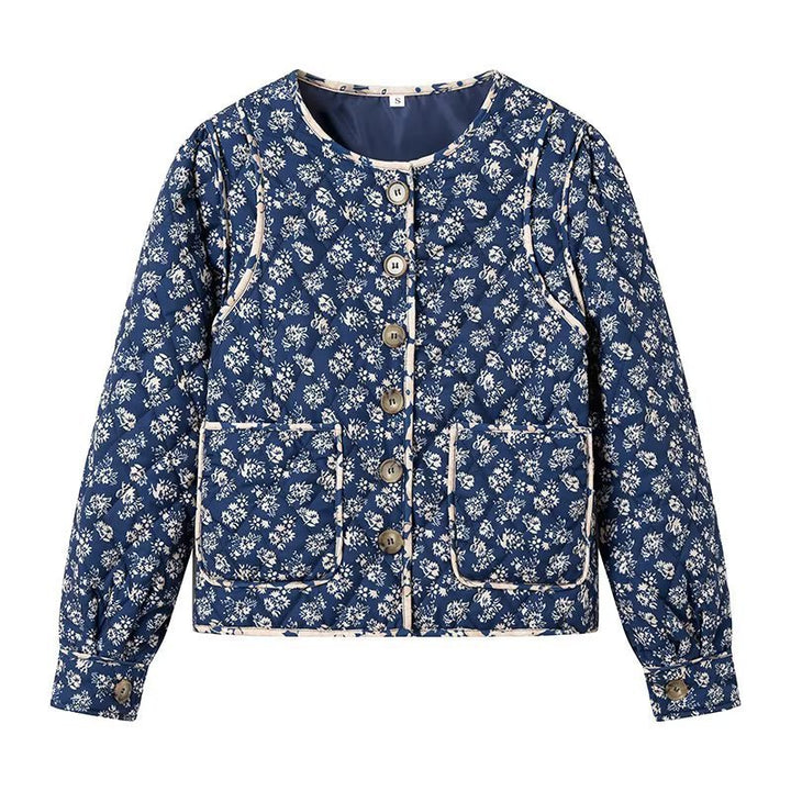 Kvindernes blomster mønstrede quilted jakke med praktiske lommer Stilla