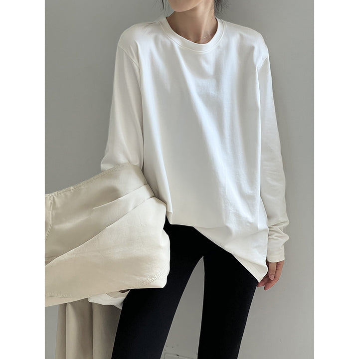 Dame Lækkert Langærmet T-shirt med moderne Sidesplitter og Rund Halsudskæring Stilla