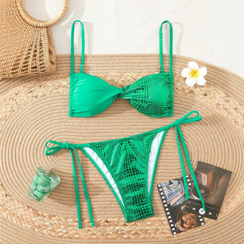 Dame bikini med raffineret dyreprint og justerbare stropper Stilla