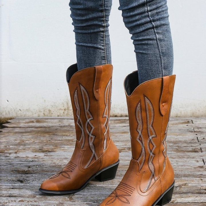 Dame Cowboystøvler med elegant stitching Stilla