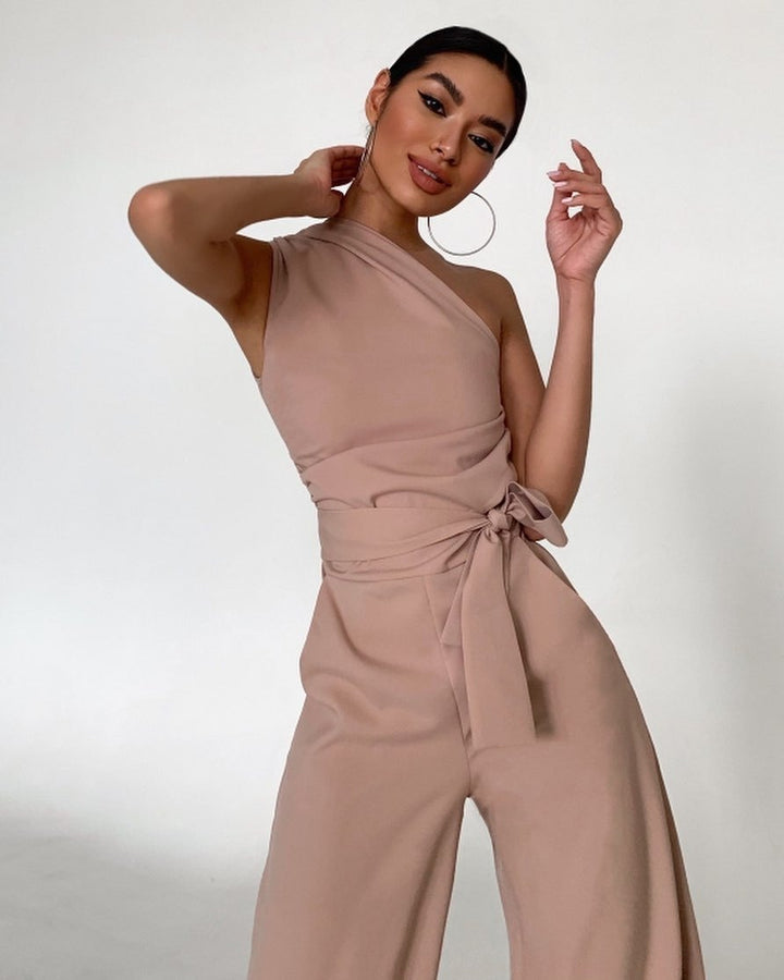 Dame One-Shoulder Jumpsuit med bredt ben Skovae