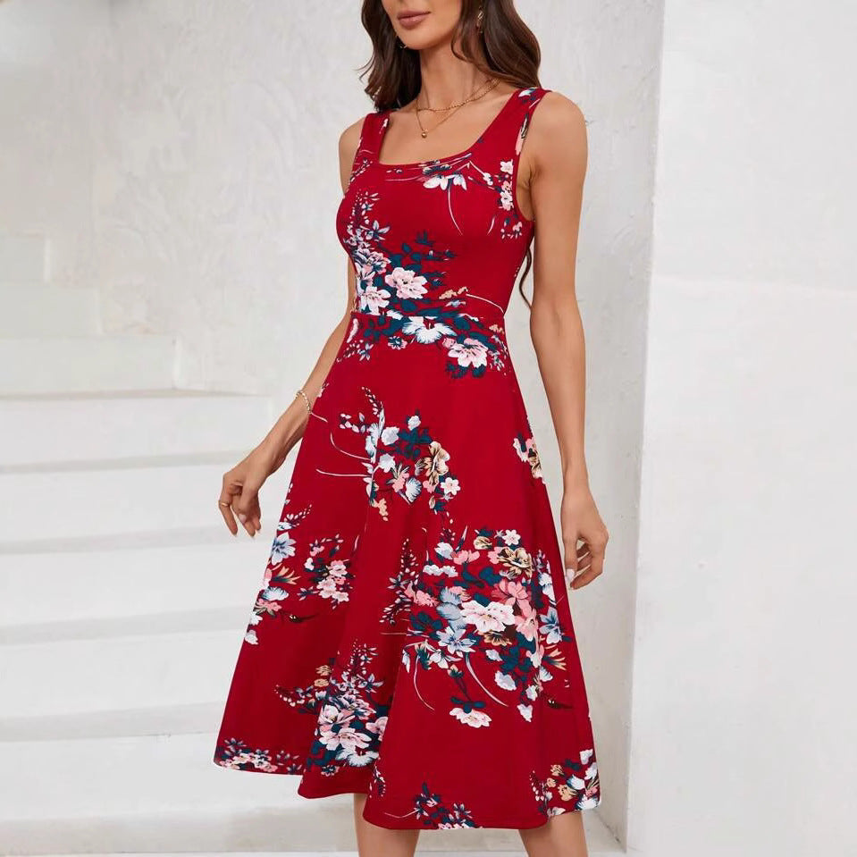 Dame Blomster Fit-and-Flare Midi Kjole Stilla