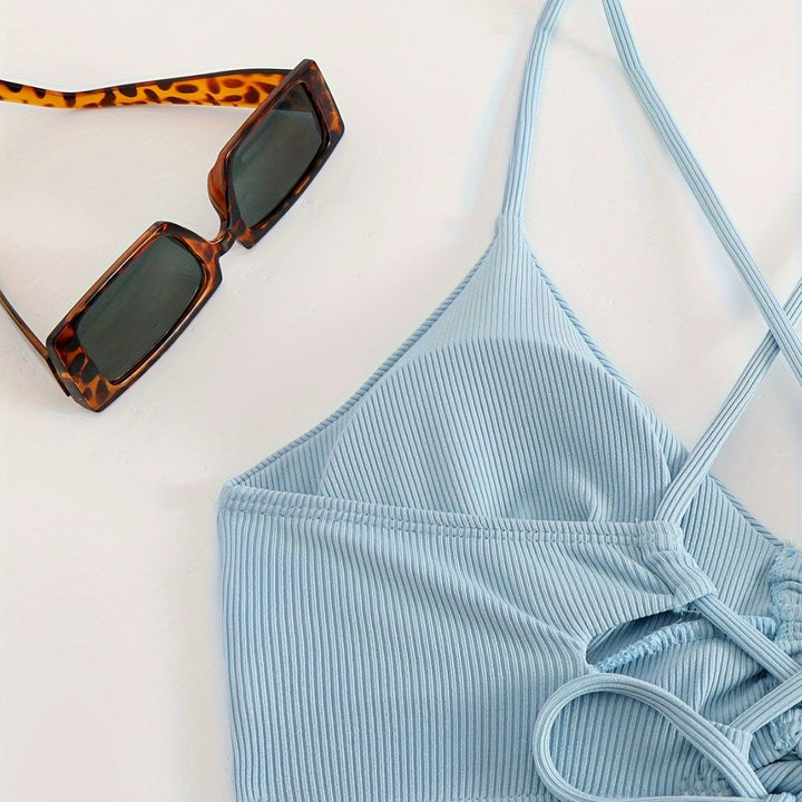 Dame Trendy Bikini med rynk og asymmetrisk design Stilla