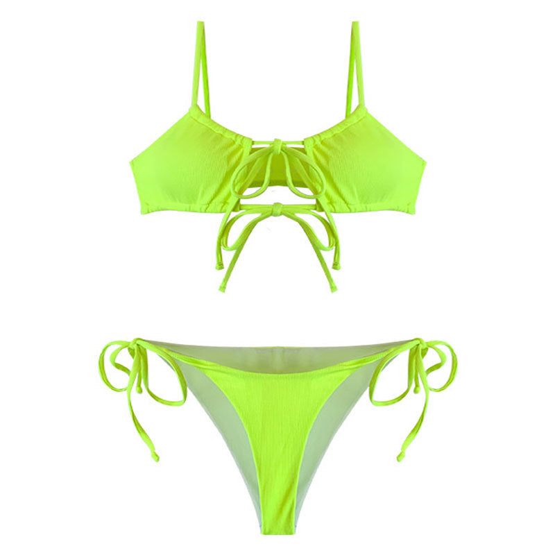 Dame bikini-sæt med justerbart knude-design og høj skæring Skovae