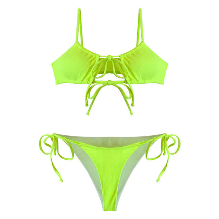 Dame bikini-sæt med justerbart knude-design og høj skæring Skovae