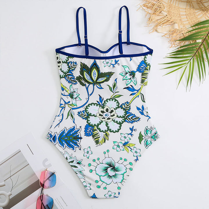 Dame one-piece badedragt med elegant indpakningsskørt Skovae