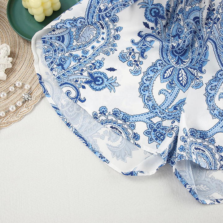 Dame Kimono-Style Morgenkåbe med Paisley-mønster og Talje-bælte Stilla